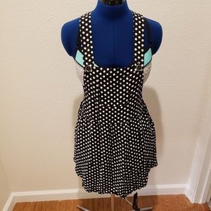 Black and white polka dot romper skirt